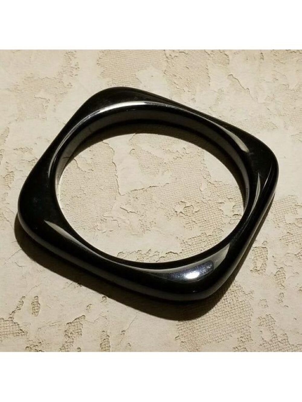 80s Lucite Square Black Bangle Bracelet